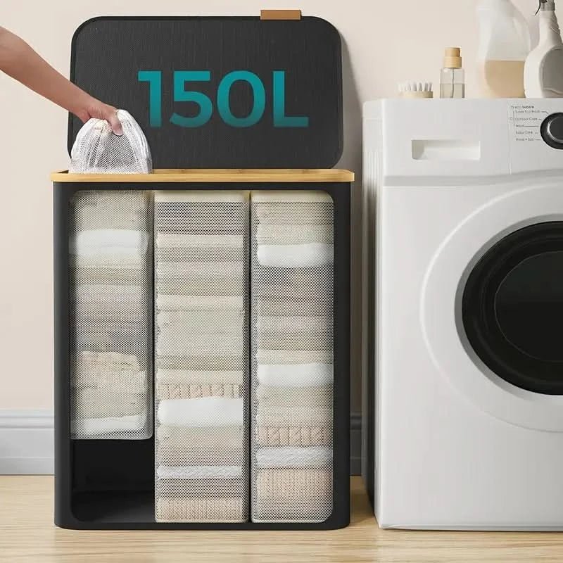 SORTISPACE – Foldable Laundry Basket with 3-Compartment System for Perfect Organization