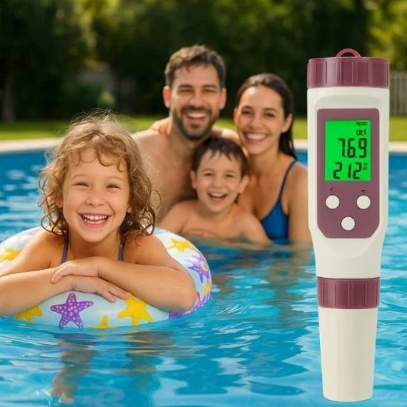 Testeur de piscine numérique, appareil de mesure du pH et du chlore pour une analyse facile de l'eau