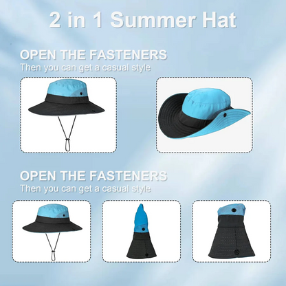 Chapeau de soleil pliable, style pêcheur avec protection UV et sangle réglable