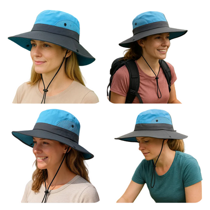 Chapeau de soleil pliable, style pêcheur avec protection UV et sangle réglable