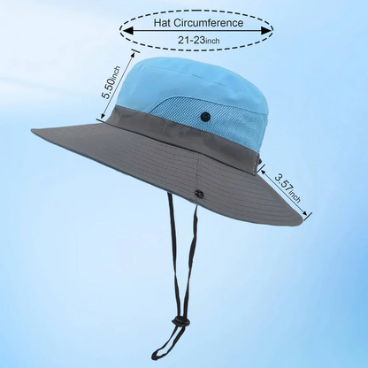 Chapeau de soleil pliable, style pêcheur avec protection UV et sangle réglable