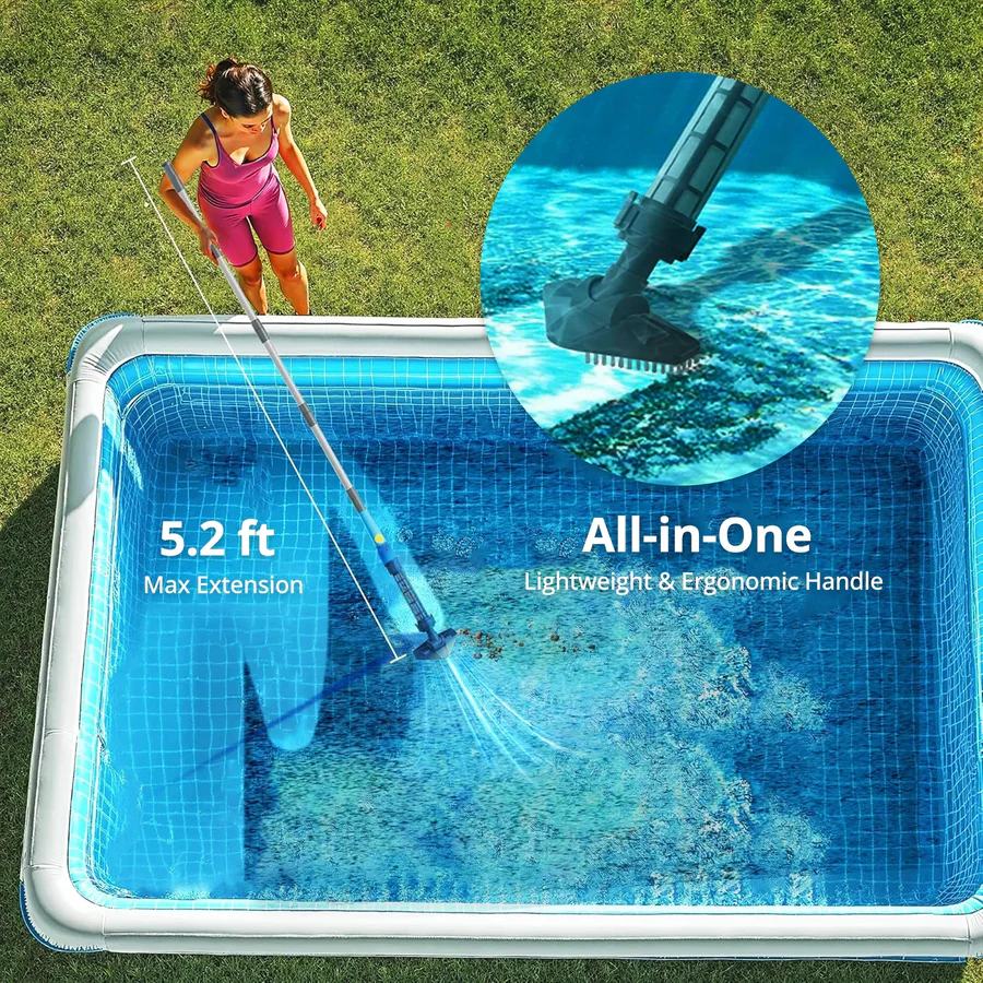 Aspirateur de piscine sans fil rechargeable avec têtes interchangeables