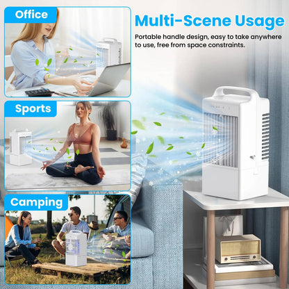Ventilateur rafraîchissant USB personnel, mini-climatiseur de bureau avec lumière d'ambiance colorée, 4 vitesses et minuteur intelligent