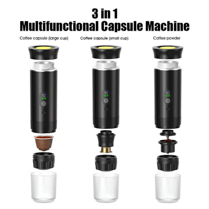 Mini-machine à café portable pour voiture, maison et camping, espresso, capsules et café moulu