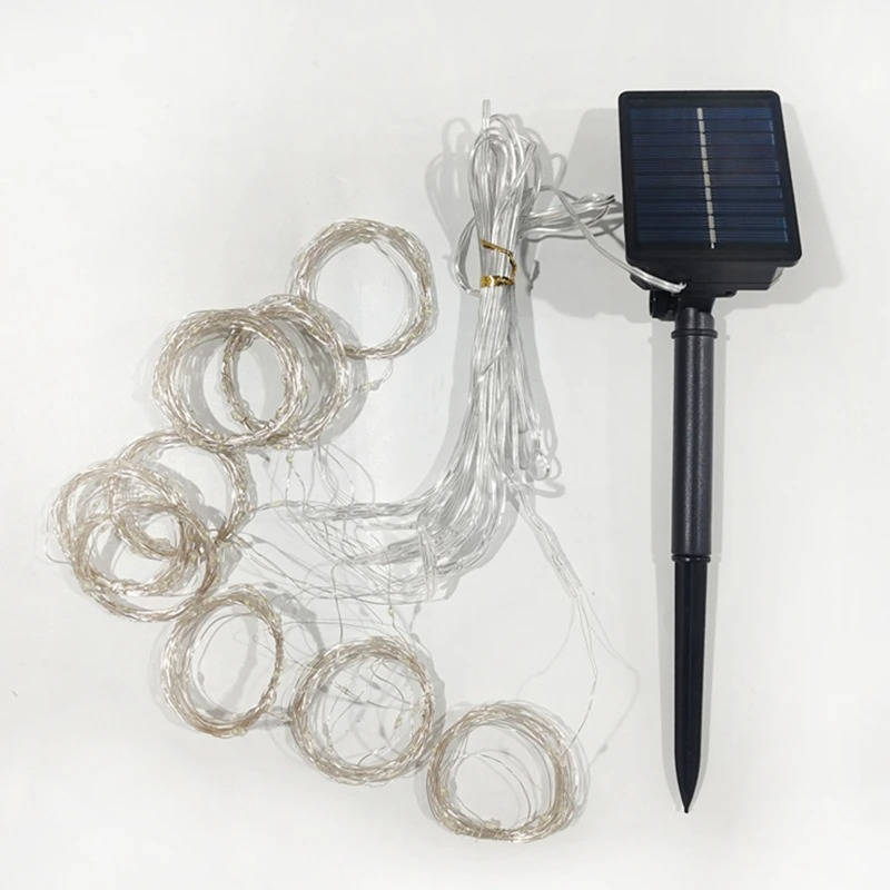 Guirlande rideau solaire LED, guirlande lumineuse féerique étanche d'extérieur pour jardin et terrasse