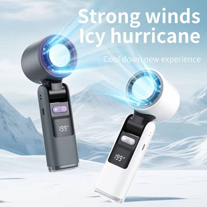 Ventilateur portable à main 3 en 1, mini-ventilateur turbo rafraîchissant avec lampe torche, ventilateur personnel rechargeable avec affichage LED de batterie