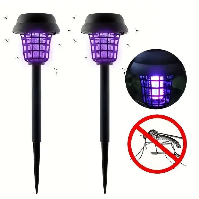 Lampe-piège à moustiques solaire pour terrasses, jardins et confort extérieur, contre moucherons, mouches et insectes, lot de 4