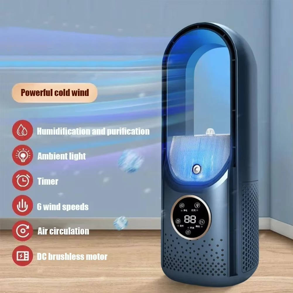Ventilateur rafraîchisseur climatiseur portable avec humidificateur et purificateur, moteur DC sans balais, minuteur intelligent