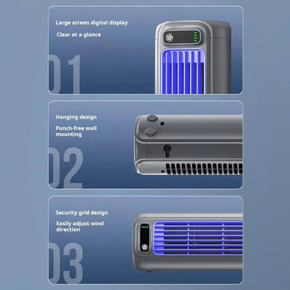 Refroidisseur climatiseur portable, ventilateur de circulation de bureau ou mural sans perçage, batterie 2000 mAh, 3 vitesses, refroidissement silencieux réglable