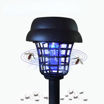 Lampe-piège à moustiques solaire pour terrasses, jardins et confort extérieur, contre moucherons, mouches et insectes, lot de 4