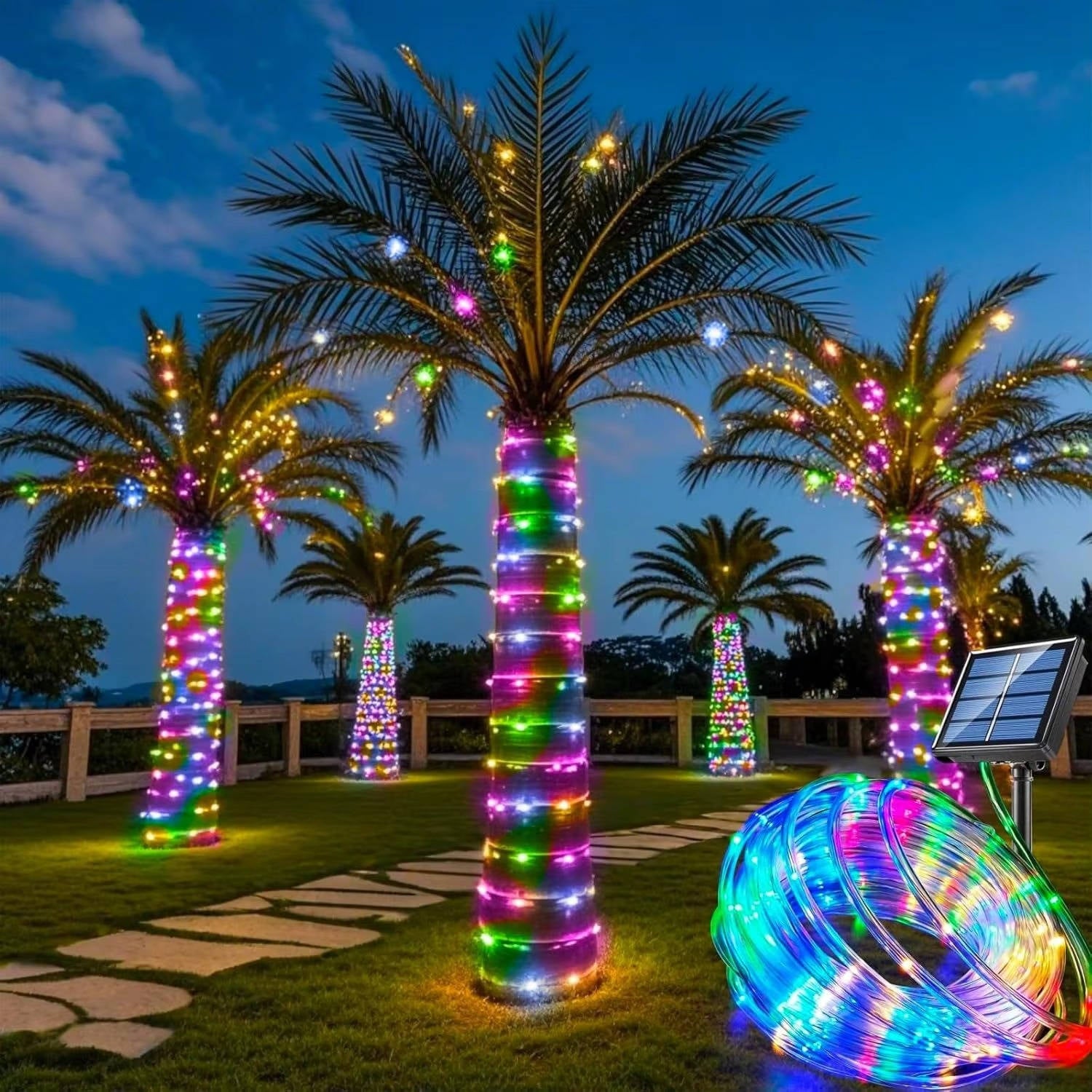 Guirlande lumineuse d'extérieur pour arbre, jardin et clôture