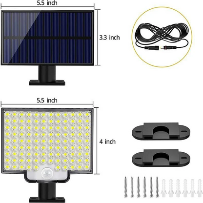 Lampe solaire d'extérieur 106 LED avec détecteur de mouvement