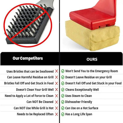 Brosse nettoyante pour grill de barbecue, tampon récurant à vapeur, nettoyant à long manche