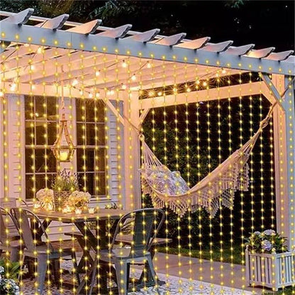 Guirlande rideau solaire LED, guirlande lumineuse féerique étanche d'extérieur pour jardin et terrasse
