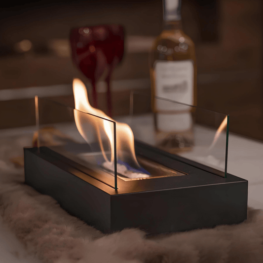 FLAMEGLOW – Portable Bioethanol Table Fireplace for Stylish Flame Ambiance