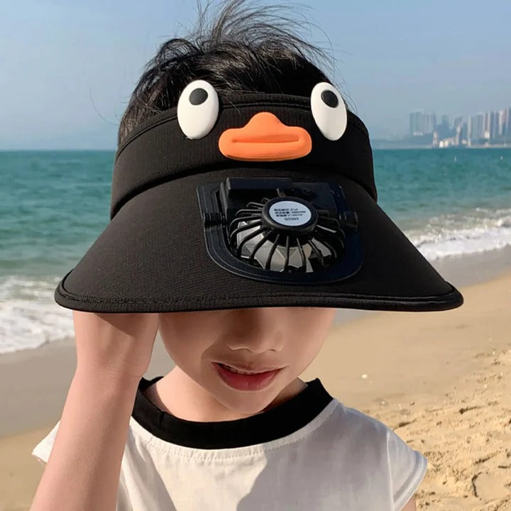Casquette à visière pour enfant avec ventilateur rafraîchissant