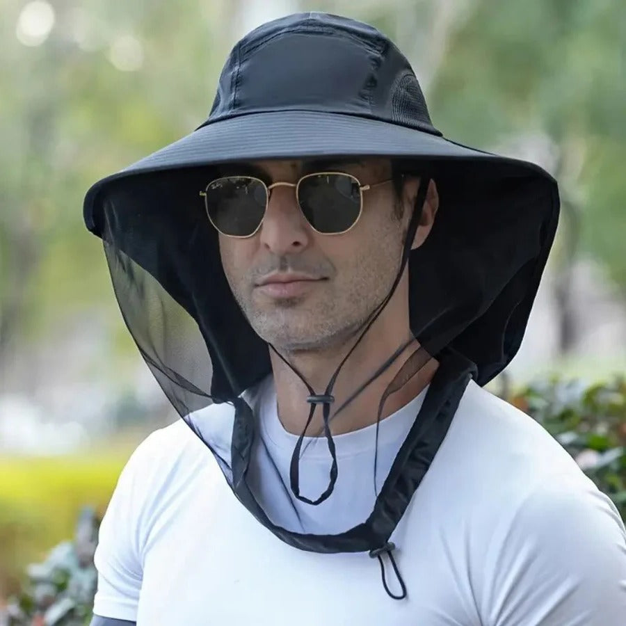 Chapeau à large bord respirant, protection soleil et moustiques