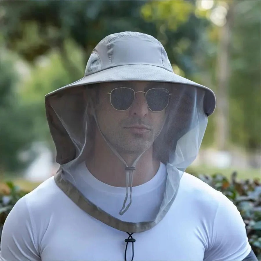 Chapeau à large bord respirant, protection soleil et moustiques