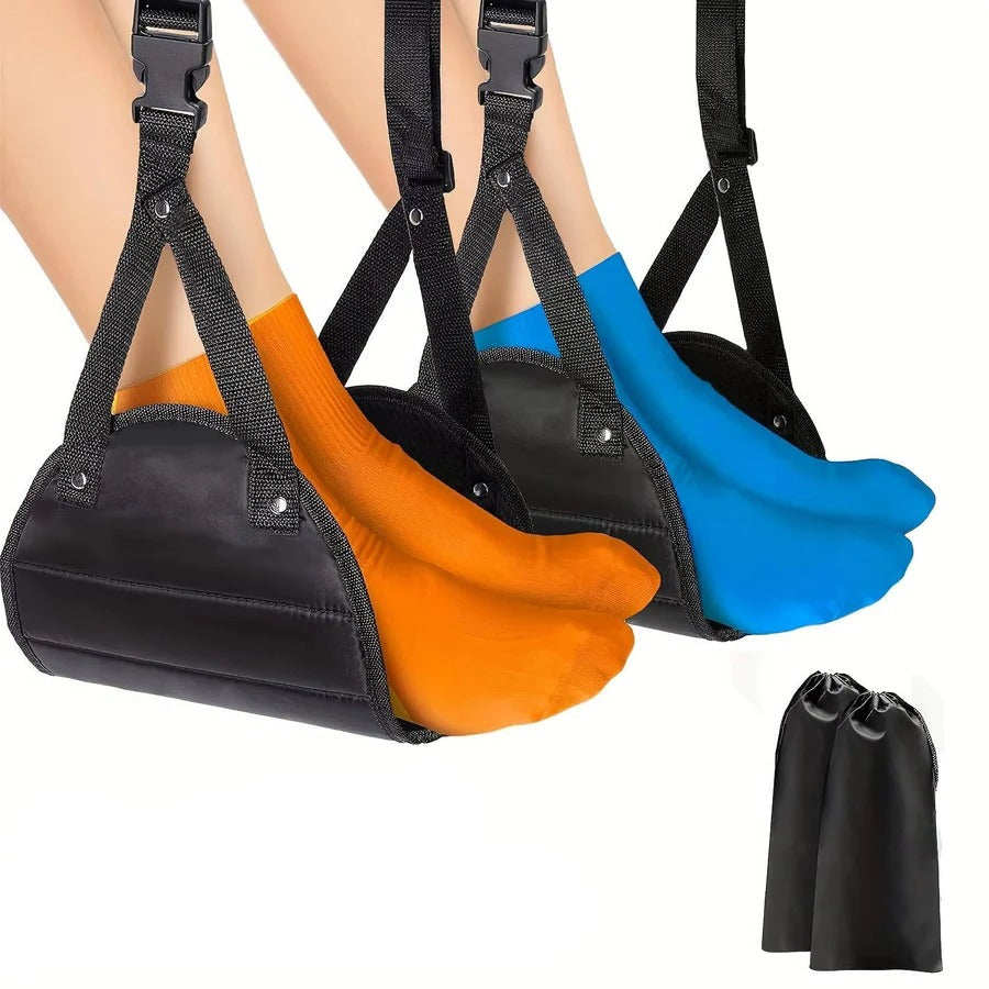 Hamac repose-pieds, repose-jambes portable de voyage et de bureau avec sangles réglables, lot de 2