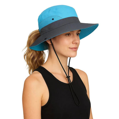 Chapeau de soleil pliable, style pêcheur avec protection UV et sangle réglable