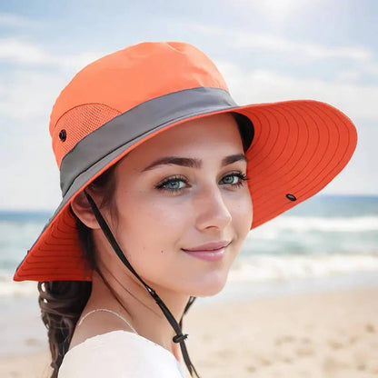 Chapeau de soleil pliable, style pêcheur avec protection UV et sangle réglable