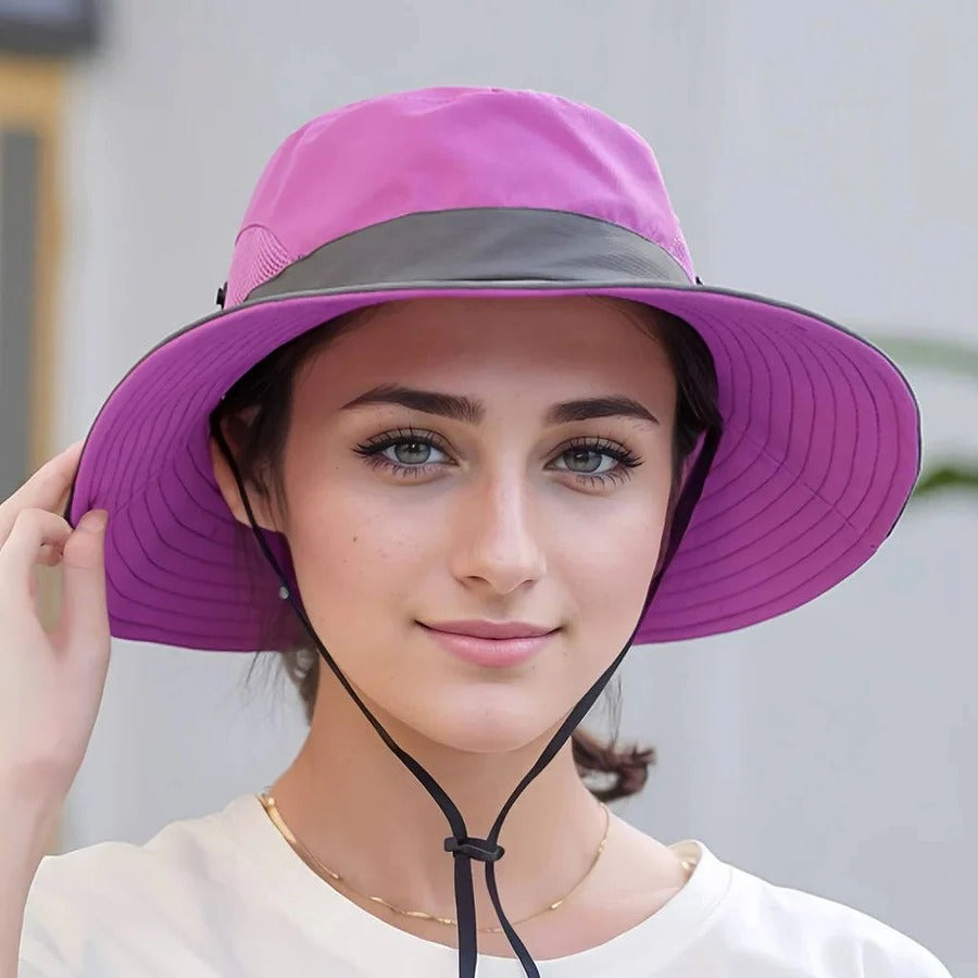 Chapeau de soleil pliable, style pêcheur avec protection UV et sangle réglable