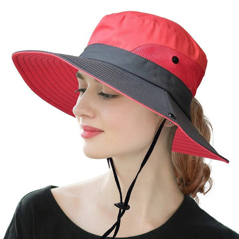 Chapeau de soleil pliable, style pêcheur avec protection UV et sangle réglable