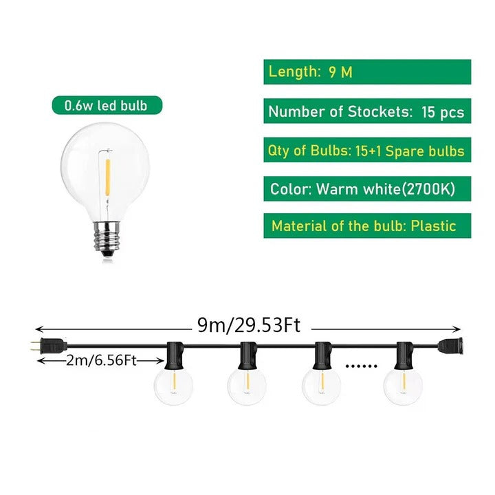 Guirlande lumineuse LED d'extérieur pour la maison et les événements