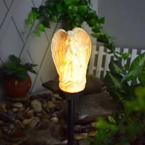 Lampe de jardin solaire décorative Ange avec éclairage LED