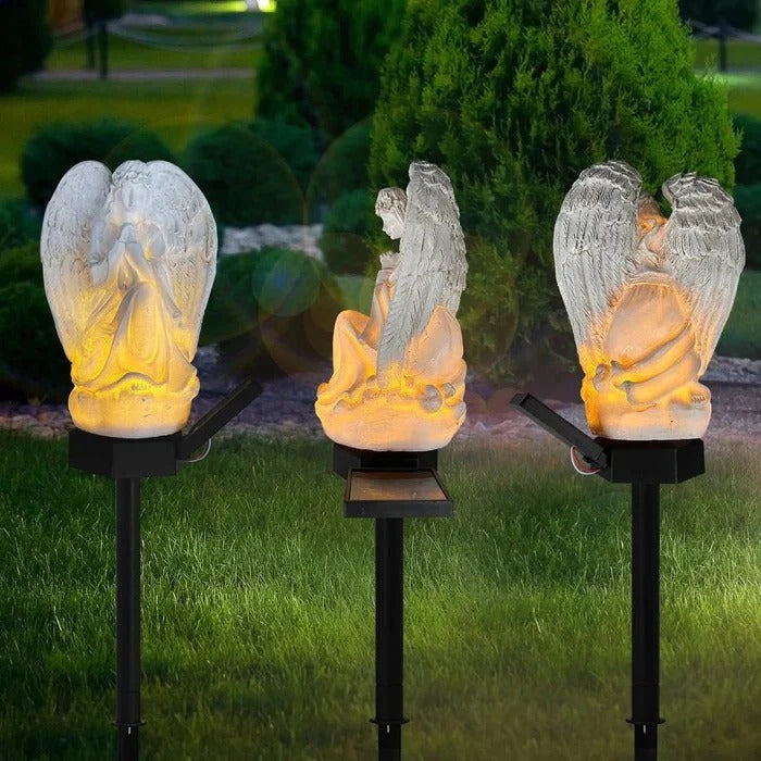 Lampe de jardin solaire décorative Ange avec éclairage LED