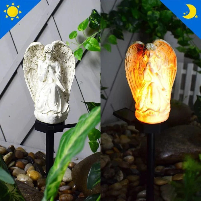 Lampe de jardin solaire décorative Ange avec éclairage LED