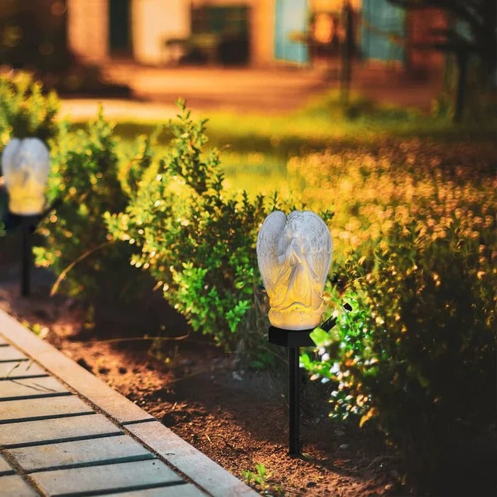 Lampe de jardin solaire décorative Ange avec éclairage LED