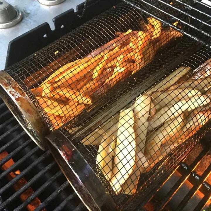 Panier de grill robuste à design rotatif pour grillades en plein air