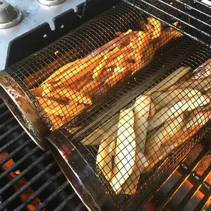 Panier de grill robuste à design rotatif pour grillades en plein air