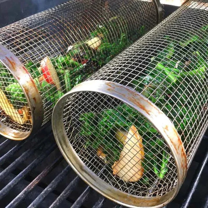 Panier de grill robuste à design rotatif pour grillades en plein air