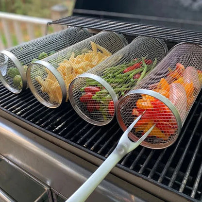 Panier de grill robuste à design rotatif pour grillades en plein air