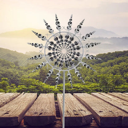 Grande éolienne cinétique, sculpture de jardin métallique d'extérieur