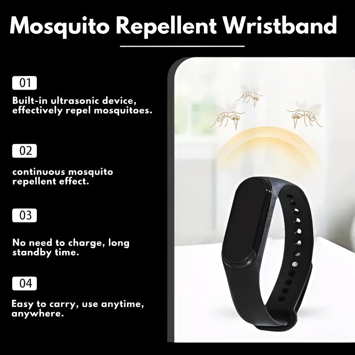 Bracelet répulsif anti-insectes naturel, bracelet de protection anti-moustiques