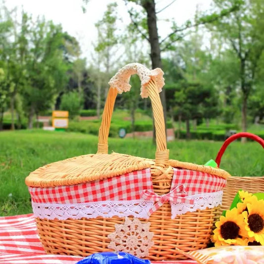 Panier de pique-nique en osier avec doublure en coton lavable