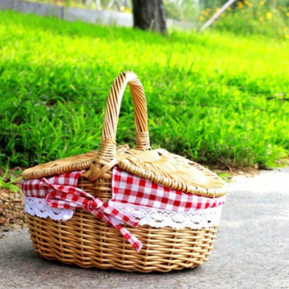 Panier de pique-nique en osier avec doublure en coton lavable