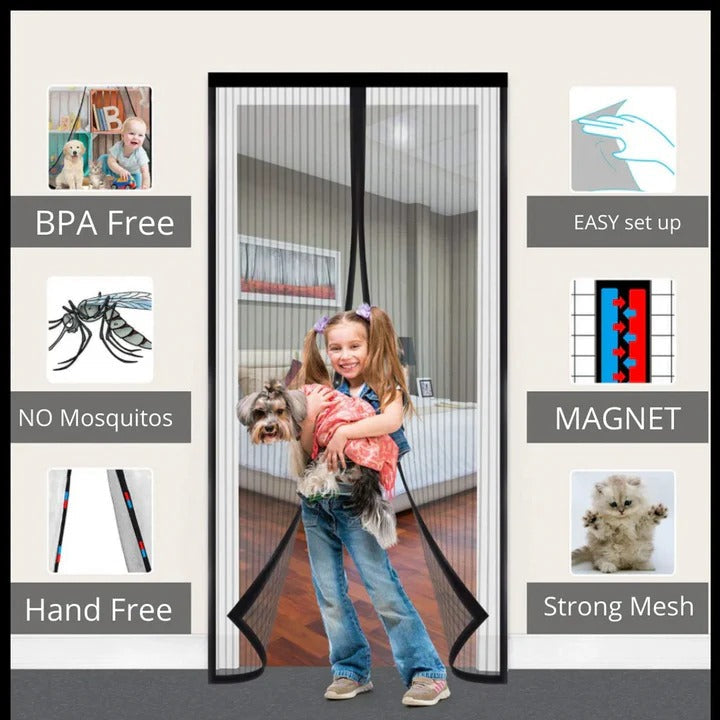 Moustiquaire de porte magnétique pour protection anti-moustiques et circulation d'air
