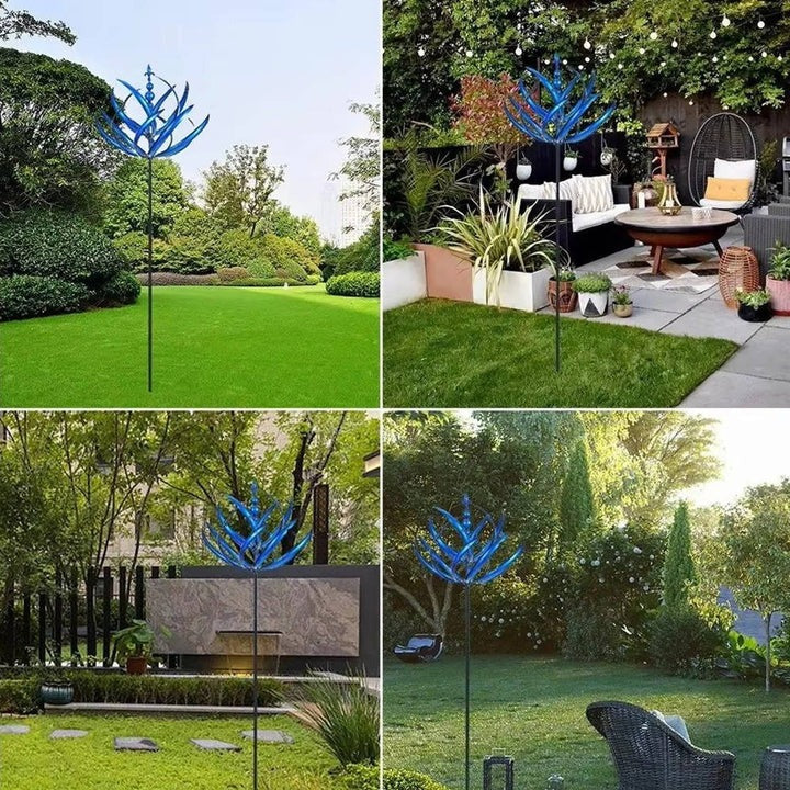 Éolienne décorative en métal résistante aux intempéries à double mouvement directionnel pour jardins