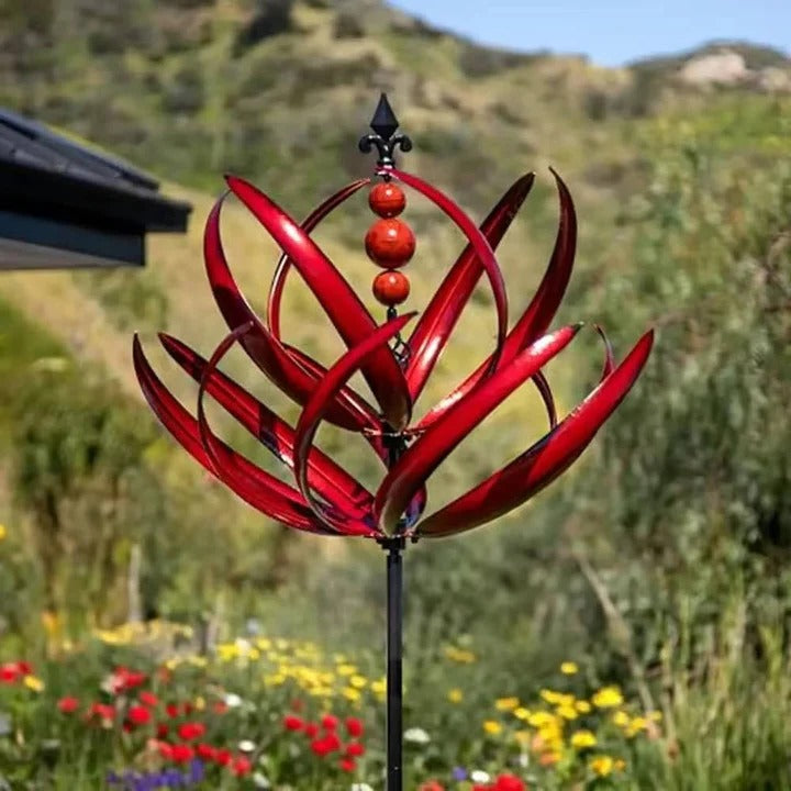 Éolienne décorative en métal résistante aux intempéries à double mouvement directionnel pour jardins