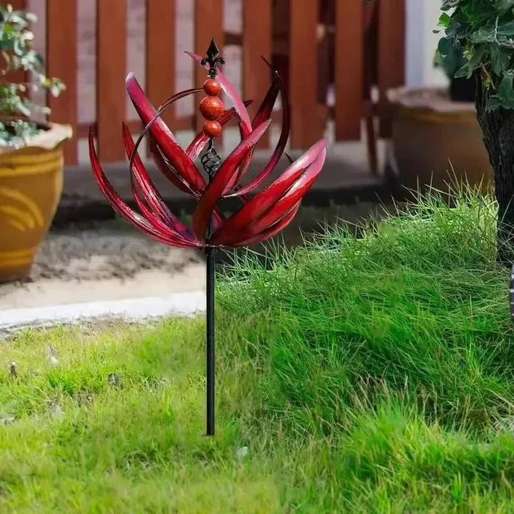 Éolienne décorative en métal résistante aux intempéries à double mouvement directionnel pour jardins