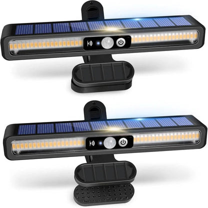 Lampes solaires de clôture, lampe à détecteur de mouvement, spot d'extérieur 36 LED, éclairage de terrasse lot de 2