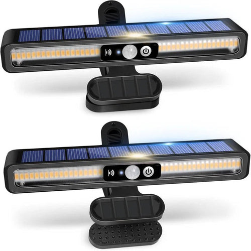 Lampes solaires de clôture, lampe à détecteur de mouvement, spot d'extérieur 36 LED, éclairage de terrasse lot de 2