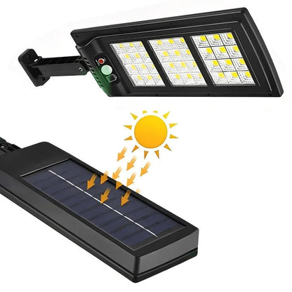 Lampe solaire LED d'extérieur avec tête réglable et batterie rechargeable de secours