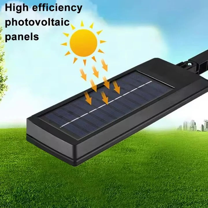 Lampe solaire LED d'extérieur avec tête réglable et batterie rechargeable de secours