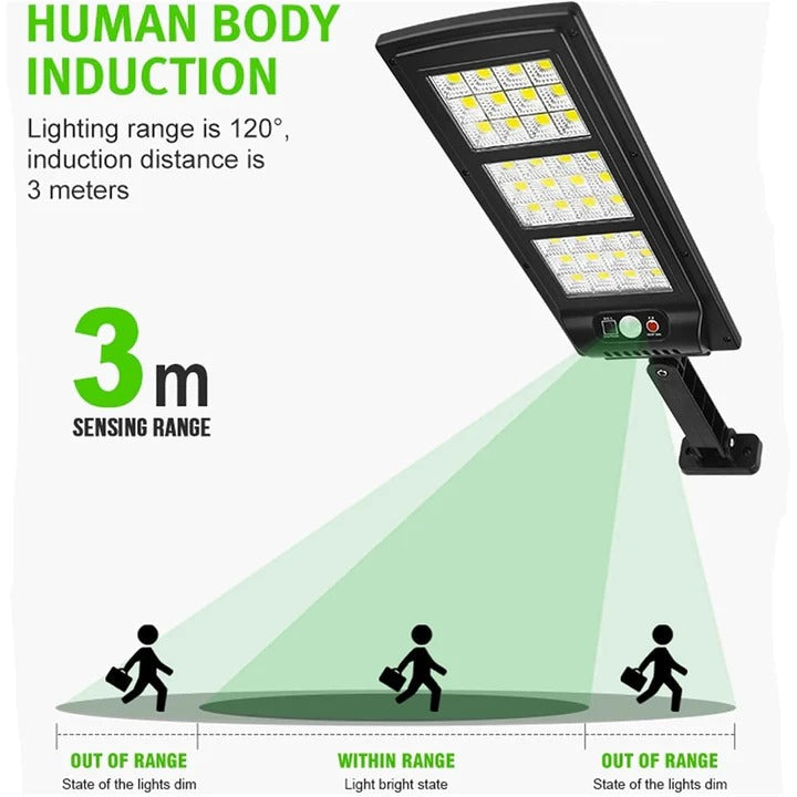 Lampe solaire LED d'extérieur avec tête réglable et batterie rechargeable de secours