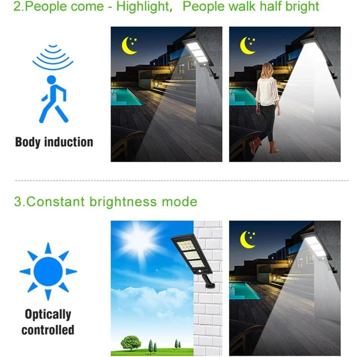 Lampe solaire LED d'extérieur avec tête réglable et batterie rechargeable de secours